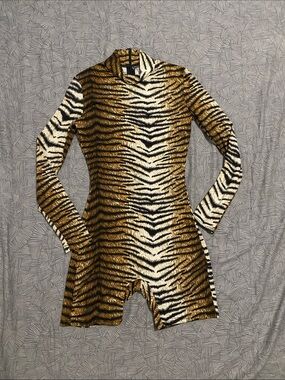 Tiger-Print Long-Sleeve Romper